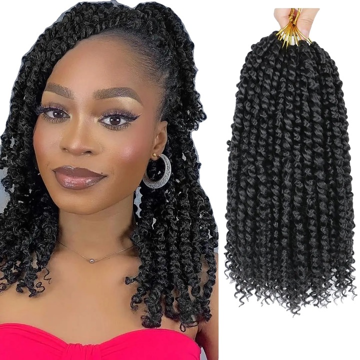 Par impletit Passion Twist, 14 inch, 3 bucati, #1B, usor de instalat, confortabil