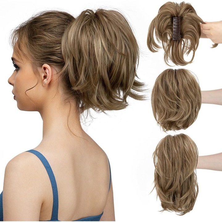 Clip pentru coada de cal, design natural, par voluminos, usor de aplicat, multicolor