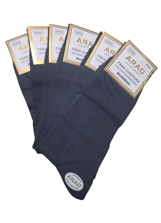 Set 6 piese sosete barbatesti ARAD, bumbac, Gri inchis, marimea 39-42 43-46