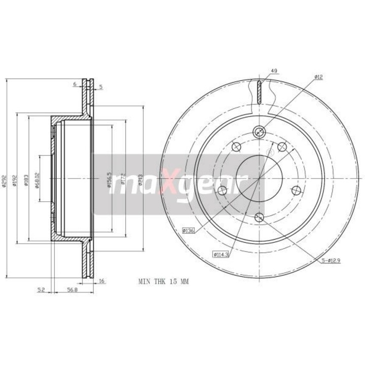Заден спирачен диск Nissan X-Trail 986479453