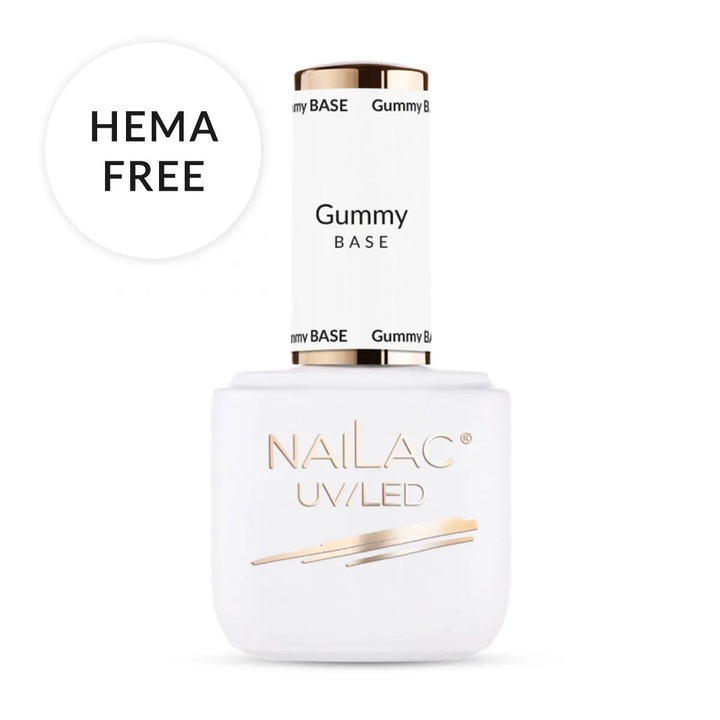 Baza cauciuc Gummy Base NaiLac 7ml, transparenta, auto-nivelanta, pentru unghii naturale, gel, acril