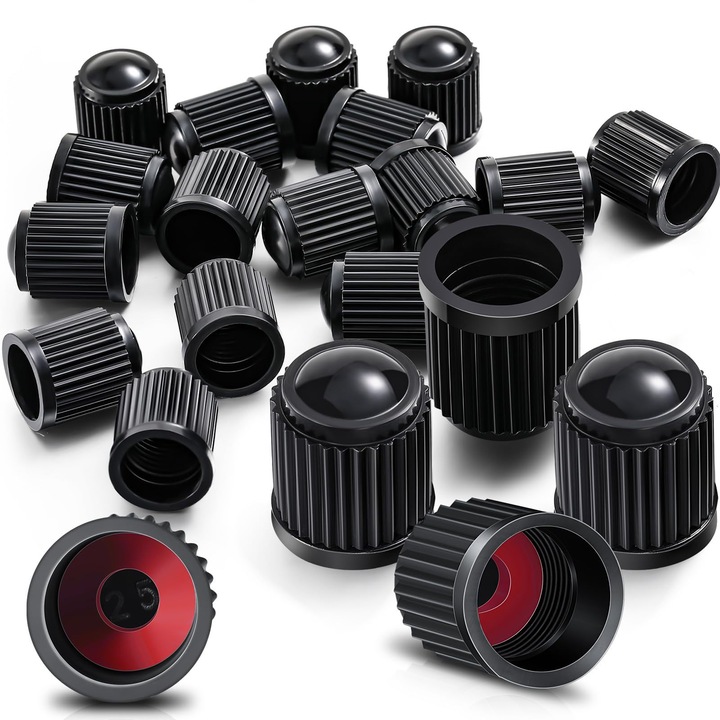 Capace pentru valvele de roti, set 24 bucati, dimensiune 13x10mm, plastic durabil, impermeabile, pentru masini, SUV-uri si motociclete, culoare neagra.