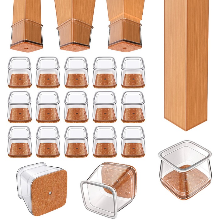 Set de 24 protectii pentru picioarele scaunelor, dimensiuni 1-1/8"~1-1/2", multicolor, pentru podele din lemn
