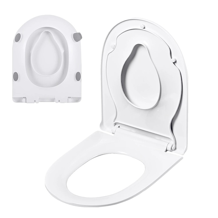 Reducator WC cu scaun pentru copii, alb, design cu eliberare rapida