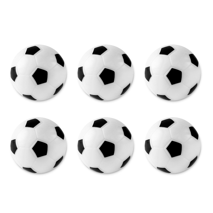 Set 12 mingi de fotbal pentru masa, 36 mm, model traditional, alb-negru