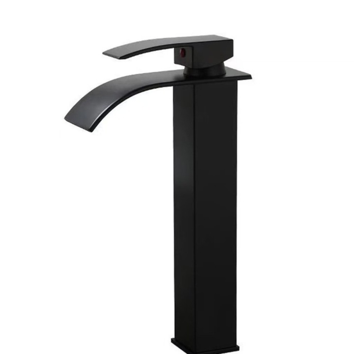 Baterie baie cu design modern, neagra mat, inaltime 28x20cm, set doua piese