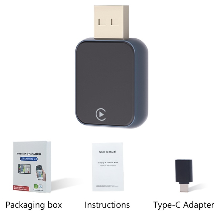 Adaptor wireless CarPlay pentru iPhone, conectare automata in 5 secunde, compatibilitate extinsa, 2016-2026