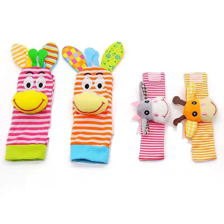 4 darabos csörgőjáték készlet babáknak, többszínű, 0-12 hónap