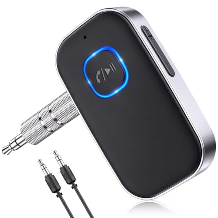 Adaptor Bluetooth auto, 3.5mm AUX, conectare duala, reducere zgomot, 16 ore autonomie
