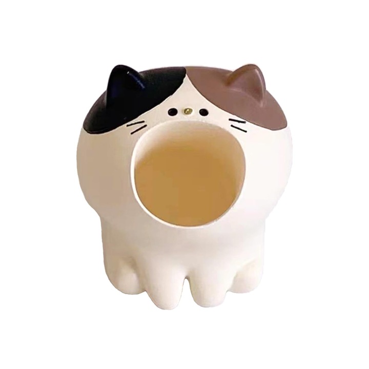 Cos decorativ de gunoi pentru birou, design pisica, plastic, pentru lucrari cu diamante