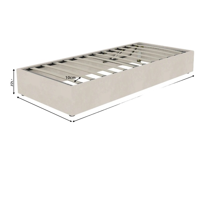 Cadru de pat, constructie robusta, estetica moderna, bej, 90x200cm