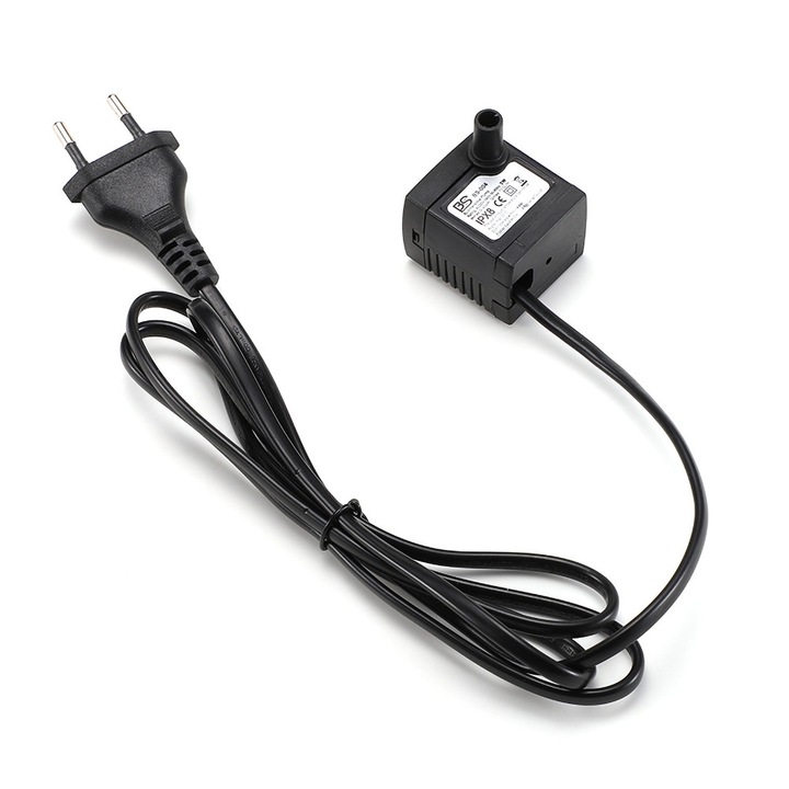 Pompa de apa multifunctionala, 3 duze optionale, neagra, pentru acvarii si fantani de birou