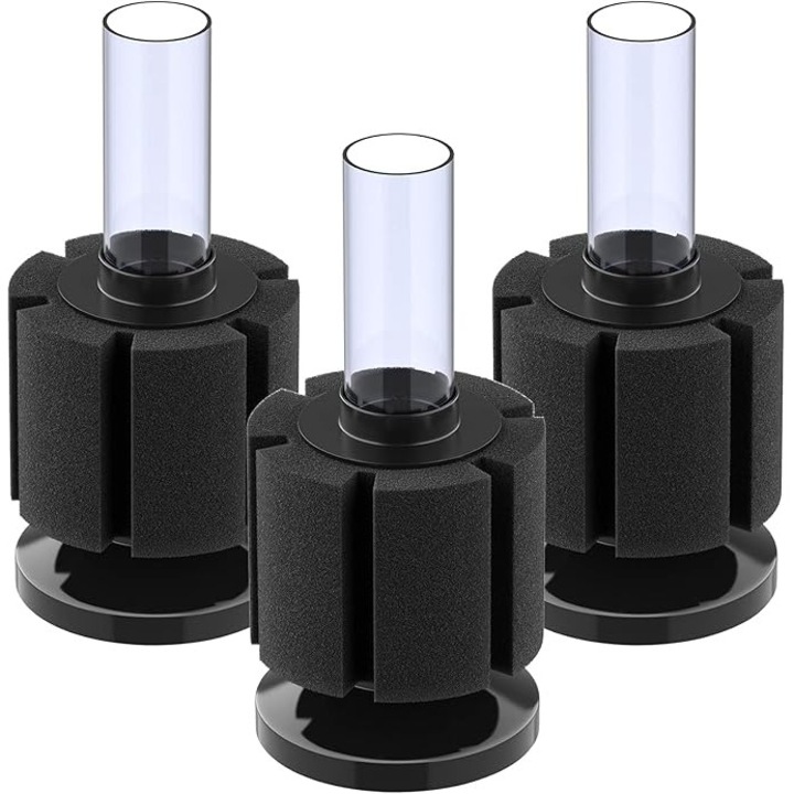 Filtru de spuma pentru acvarii, 10g, 3 bucati, negru