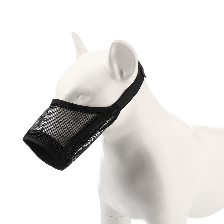 Botnita pentru caini mari, ajustabila, respirabila, previne muscaturile si latratul, neagra, M (circumferinta botului 16-20cm)