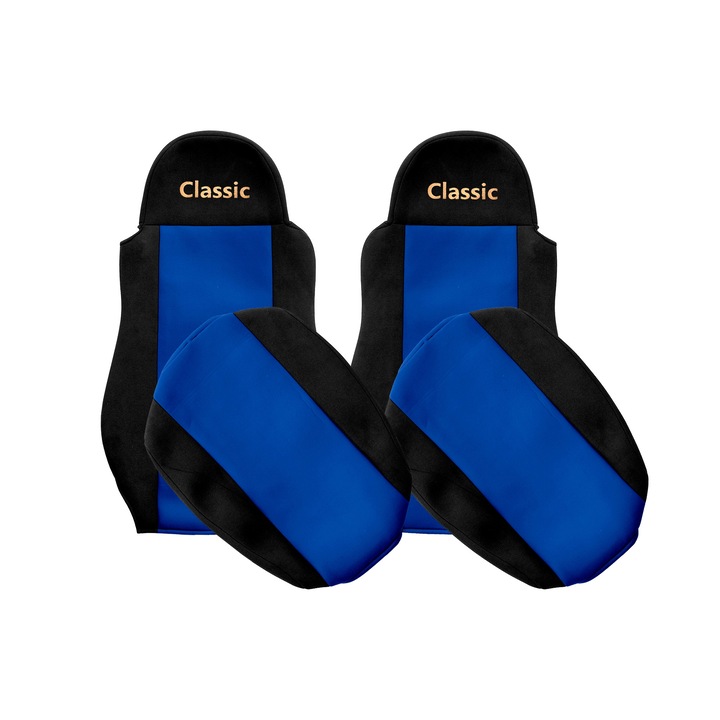 Huse scaune F-CORE set 2 piese, albastru, material textil, pentru camioane DAF