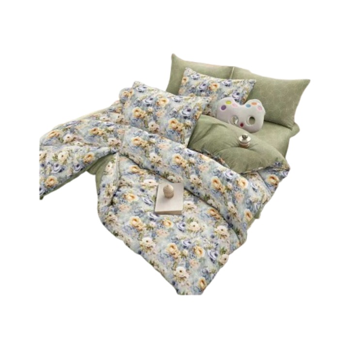 Ágynemű, 2 személyes, 6 részes, 220x240 cm, virágok sokasága nyomtatással