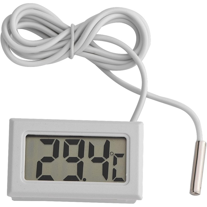 Termometru digital cu sonda, Temark, mini LCD, alb, 48x28.6x15.2mm