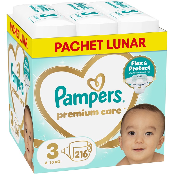 Пелени Pampers Premium Care XXL Box, Размер 3, 6 кг-10 кг, 216 броя