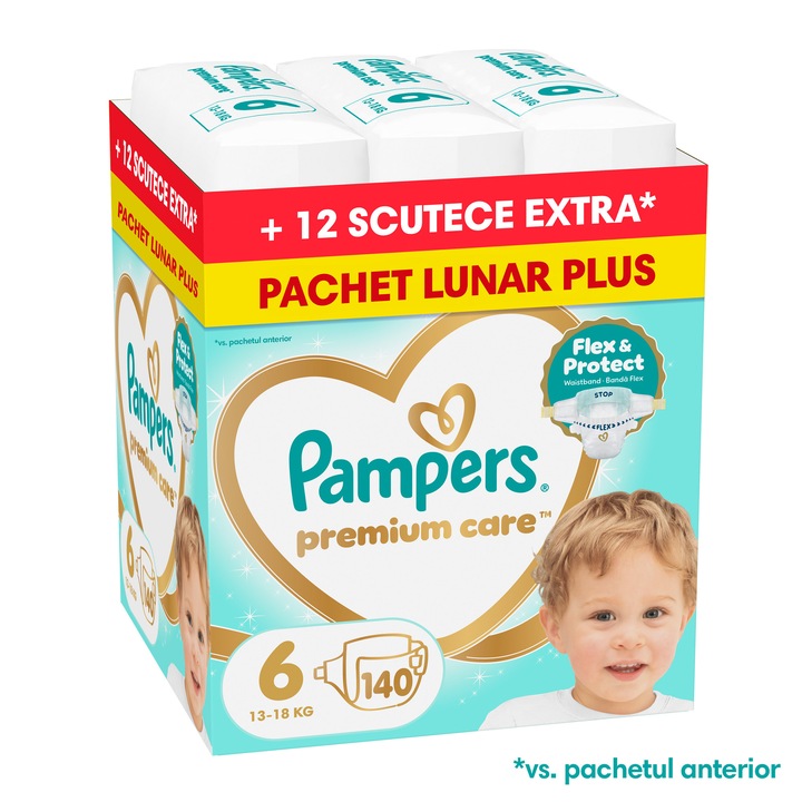 Scutece Pampers Premium Care XXL Box Marimea 6, 13kg-18kg, 140 buc