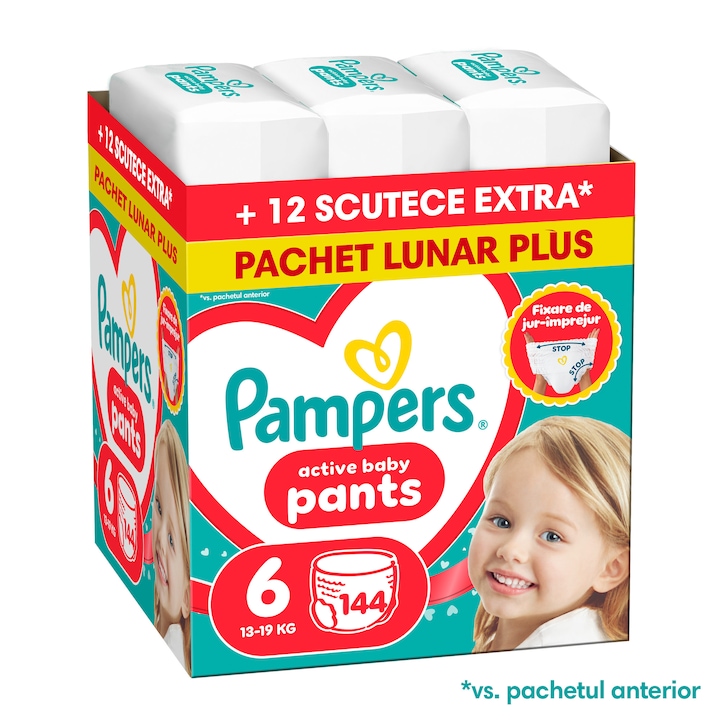 Scutece-chilotel Pampers Active Baby Pants XXL Box Marimea 6, 13k-19kg, 144 buc