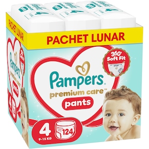 Scutece-chilotel Pampers Premium Care Pants XXL Box Marimea 4, 9kg-15kg, 124 buc