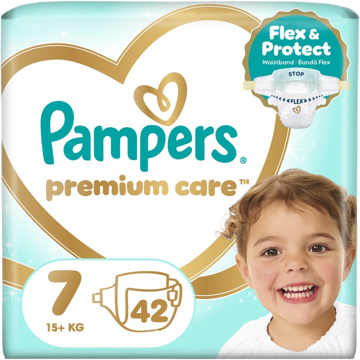 Scutece Pampers Premium Care Jumbo Pack Marimea 7, 15kg+, 42 buc