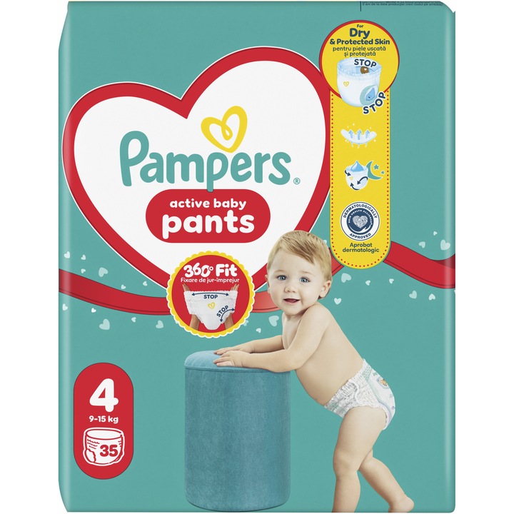 Scutece-chilotel Pampers Active Baby Pants Value Pack Marimea 4, 9kg-15kg, 35 buc