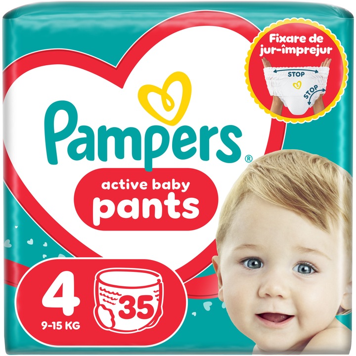 Scutece-chilotel Pampers Active Baby Pants Value Pack Marimea 4, 9kg-15kg, 35 buc