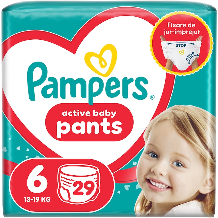 Scutece-chilotel Pampers Active Baby Pants Value Pack Marimea 6, 13kg-19kg, 29 buc
