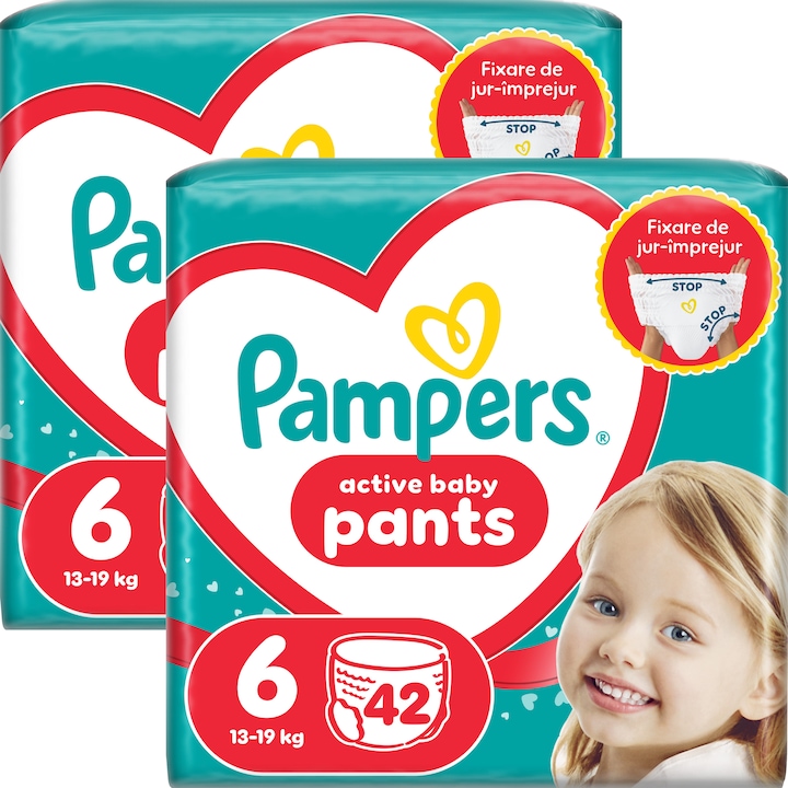 Scutece-chilotel Pampers Active Baby Pants Jumbo Pack Marimea 6, 13kg-19kg, 42 buc