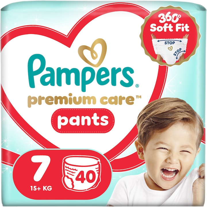 Scutece-chilotel Pampers Premium Care Pants Marimea 7, 15kg+, 40 buc