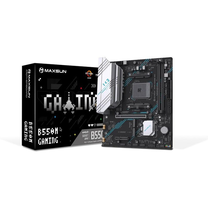 Placa de baza Maxsun B550M GAMING WIFI, AM4, 2xDDR4, 64GB, Micro-ATX, WiFi, Bluetooth