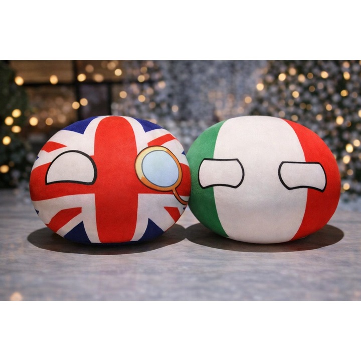 Set 2 jucarii de plus Countryball, Marea Britanie si Italia, 9-11cm, multicolor