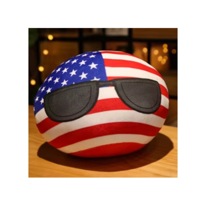 Jucarie de plus Countryball, USA cu ochelari, 20cm, multicolor