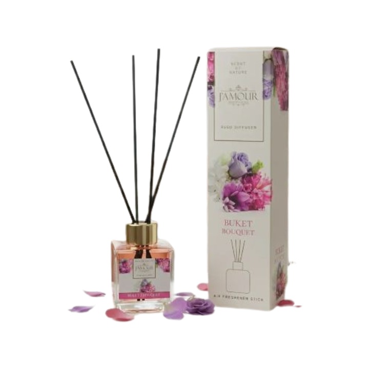 Odorizant cameră, Jamour, 100 ml, parfum buchet, cu bete parfumate