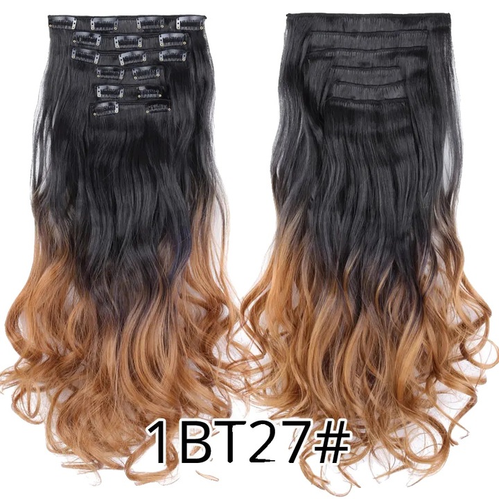 Extensii de par, 1BT27 curly, 22inches, set 6 piese, textura ondulata, 140g
