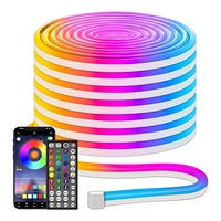 Banda LED Neon RGB 10m VIELLAN, Flexibila, Sincronizare Muzica, Aplicatie Telefon, rezistent la apa, Cu telecomanda, Lumina Colorata