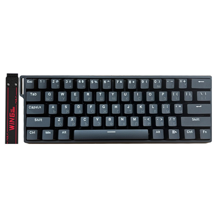 Клавиатура AULA WiN 60 HE за E-Sport, 60% Layout, Магнитна ос Ashwood, Прецизност 0.02mm, 8000Hz Polling Rate, Мъртва зона 0, RGB осветление, За състезателен гейминг