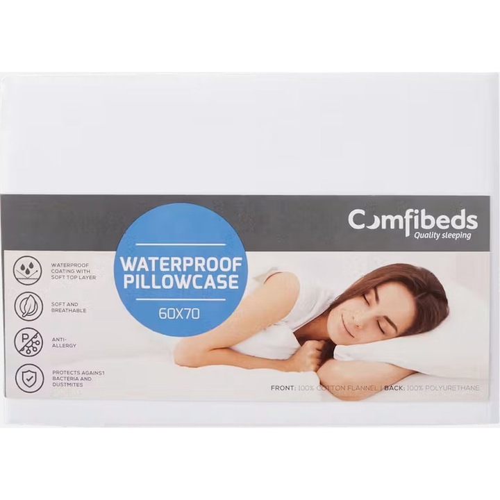 Fata de Perna Impermeabila 60x70 cm, Comfibeds, Anti-Alergica, Protectie Anti-Acarieni, Respirabila
