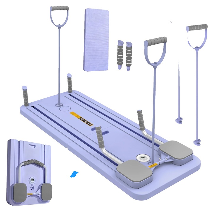Placa Pilates, antrenament forta core, tehnologie de rebound automata, mov, 100kg, design compact
