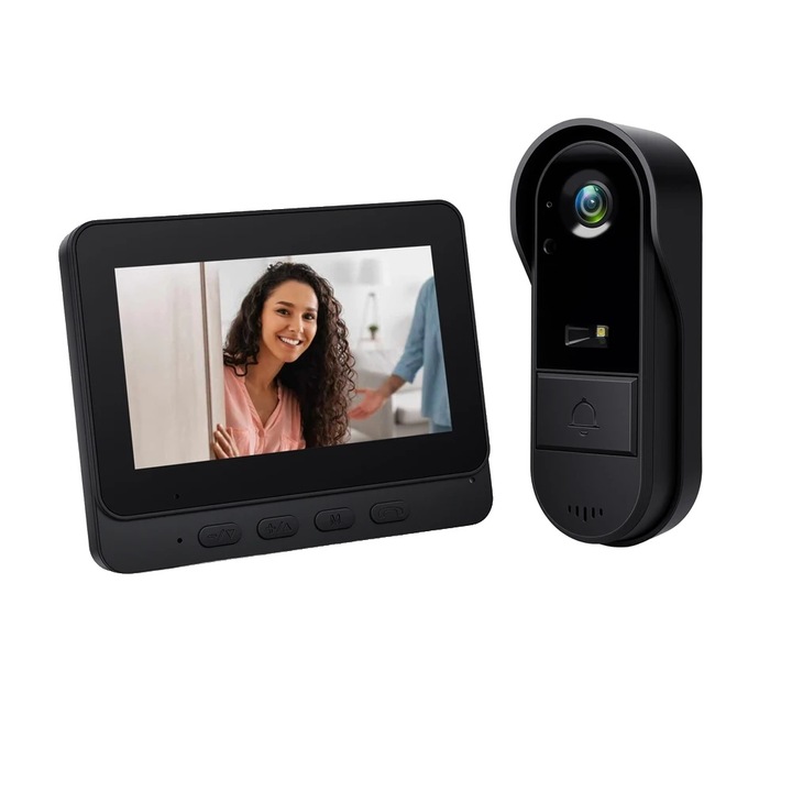 Sonerie electrica, cu interfon bidirectional, 4.3 inch, 64G SD Card, wireless