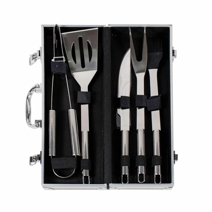 Set accesorii 5 piese gratar cu diplomat de aluminiu / 844