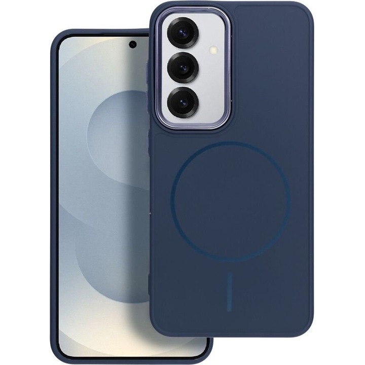 Husa telefon Frame Mag Cover, compatibila cu MagSafe, pentru Samsung A52 5G / A52 LTE (4G) / A52s 5G, albastru inchis, dimensiuni precise.