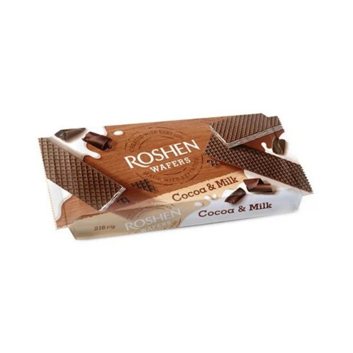 Napolitane cu Cacao si Lapte, Roshen, 216 g