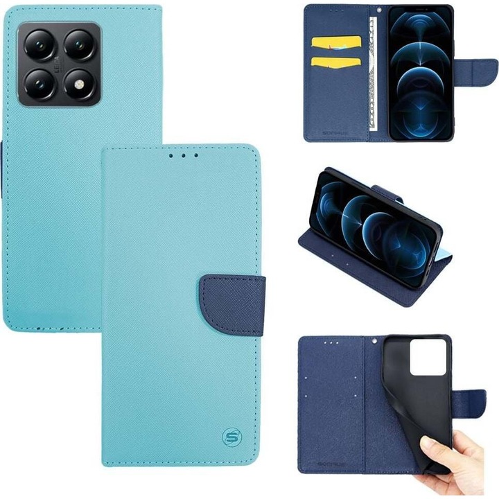 Husa telefon Trend Book Sonique, 2 compartimente pentru carduri, 1 compartiment mare, multicolor, pentru Xiaomi 14T