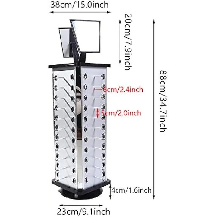 Suport pentru ochelari, Rotire 360°, Argintiu