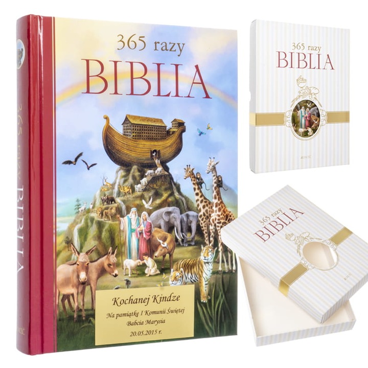 Biblia pentru copii, JEDNOST, cu ilustratii colorate, cutie decorativa, grawer personalizat, 6x3cm