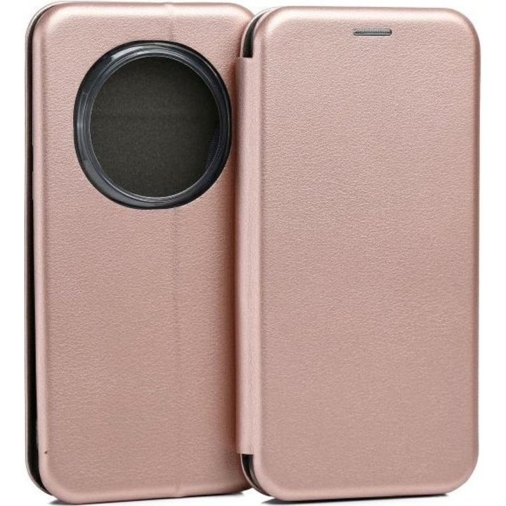 Husa telefon Beline, model Book Magnetic, roz-aurie, TPU, eco-piele, cu compartimente pentru carduri, set