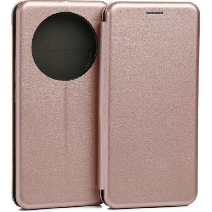 Husa telefon Beline, model Book Magnetic, roz-aurie, TPU, eco-piele, cu compartimente pentru carduri, set