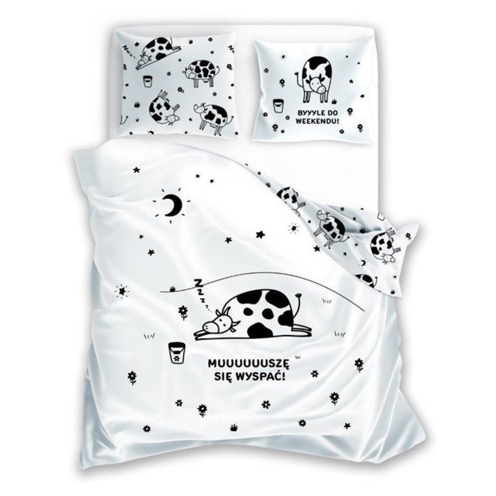 Ágynemű, FARO, Spoko spanko, 140x200cm, 1x70x90cm, pamut, tehenek mintával